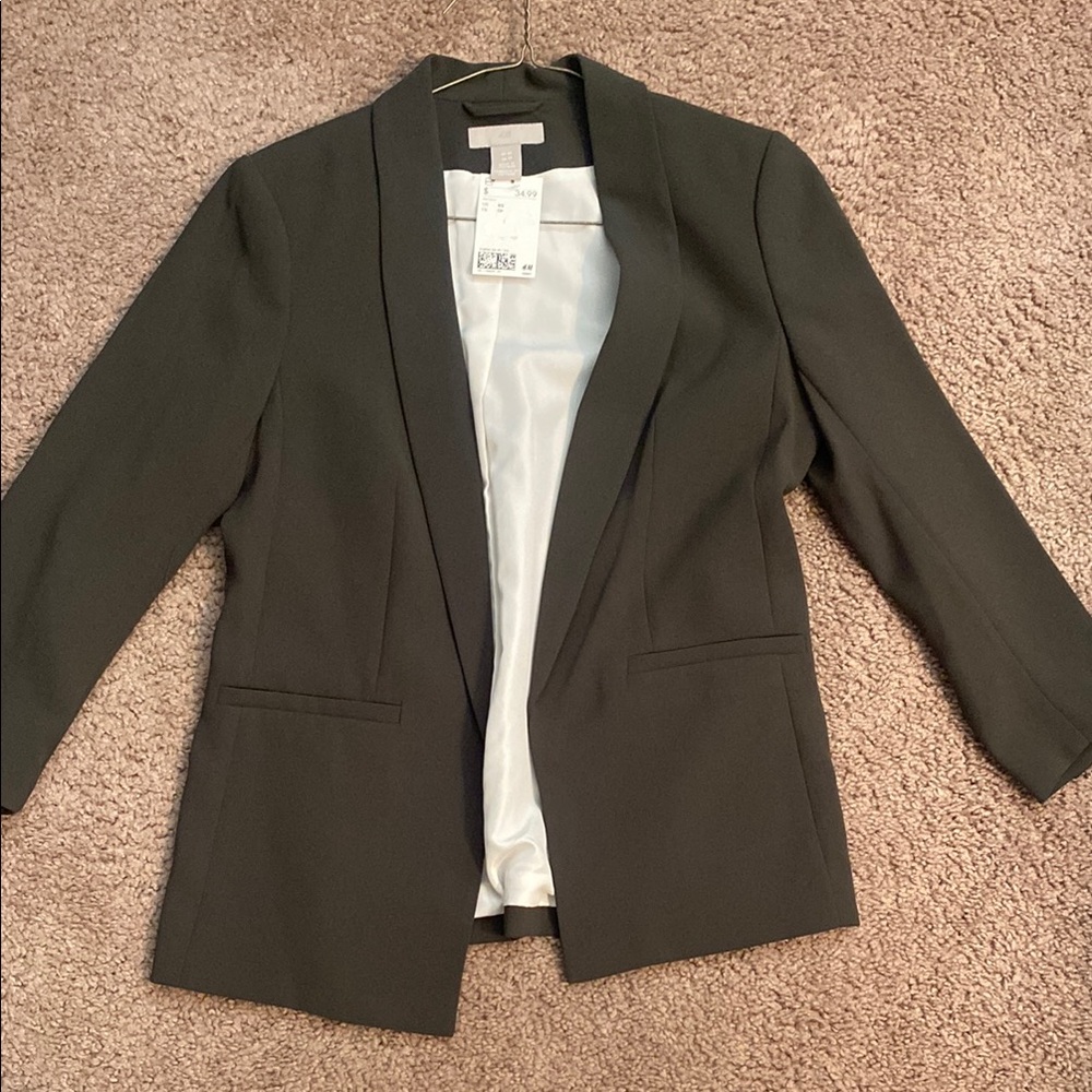 H&M Black Blazer Modern Fit Notched Lapel